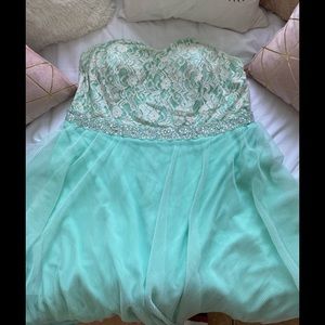 strapless mint color cocktail dress